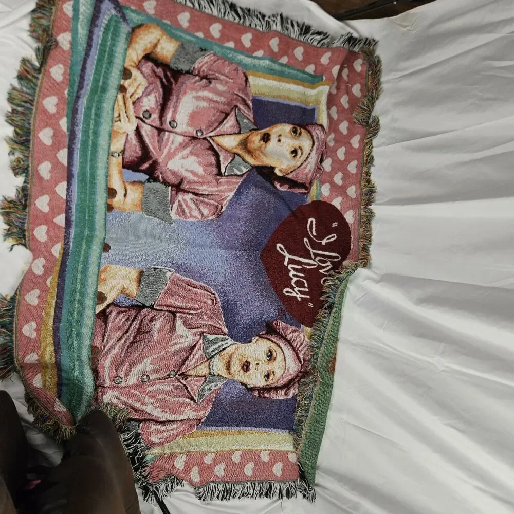 Vintage I Love Lucy Chocolate Factory Woven Throw Blanket USA The Northwest